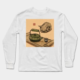 Tea Time Kitten Long Sleeve T-Shirt